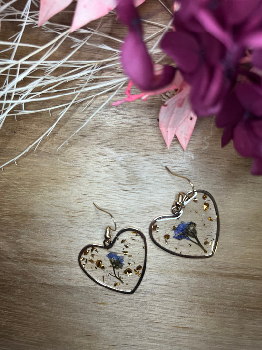 Dried Flower Heart - Blue